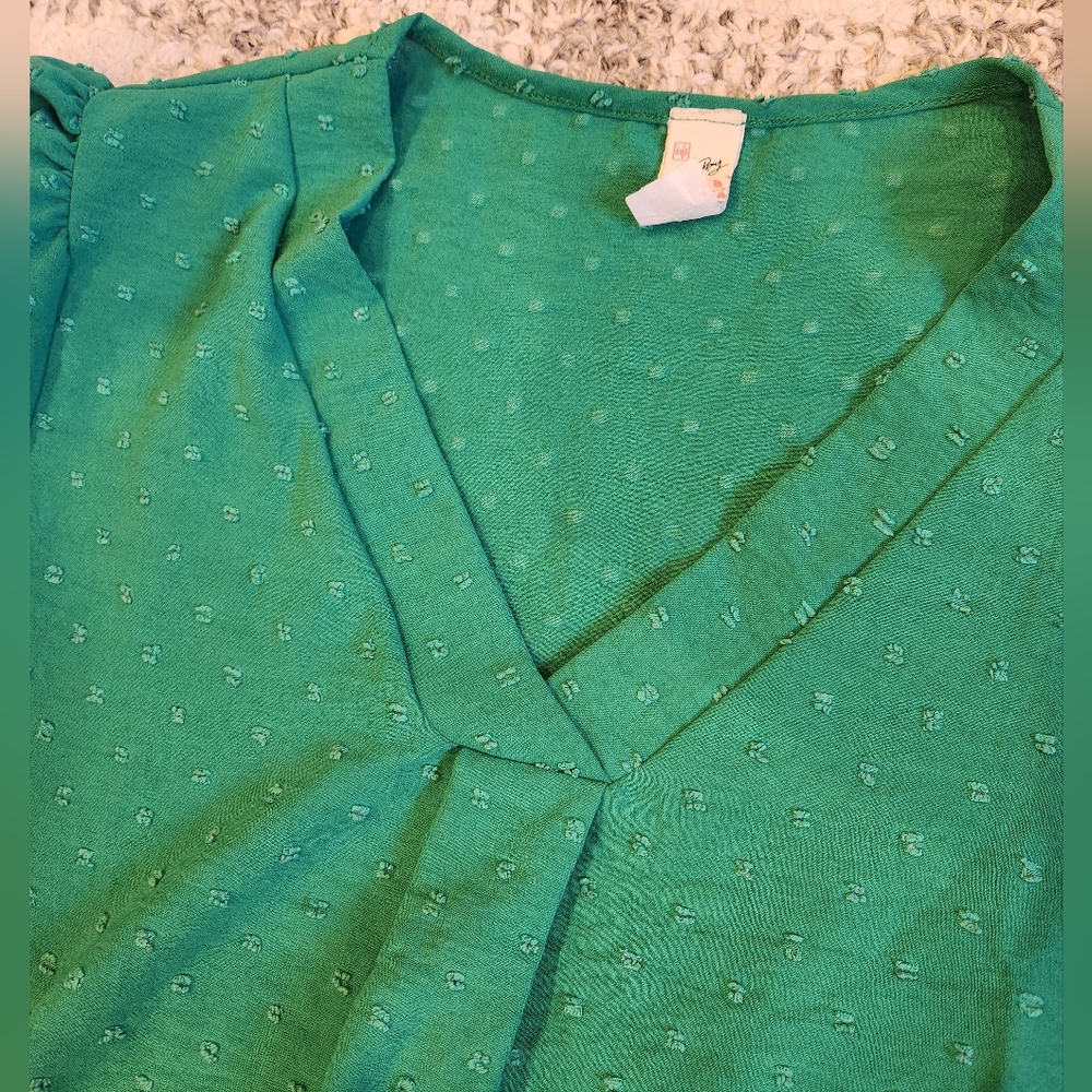 Green Swiss Dot Maternity Blouse